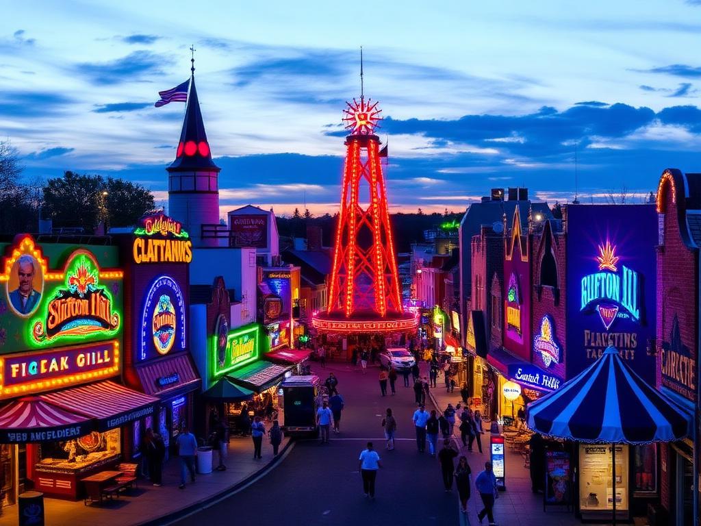 Niagara Falls nearby attractions placeholder showing the Clifton Hill entertainment district